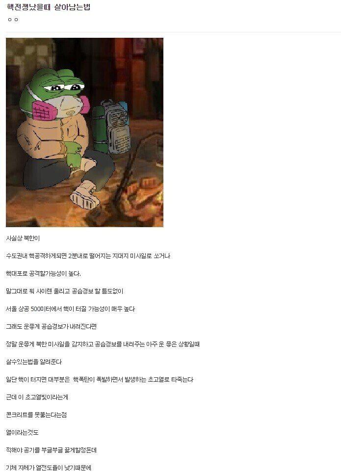 핵 전쟁 났을 때 살아남는 법