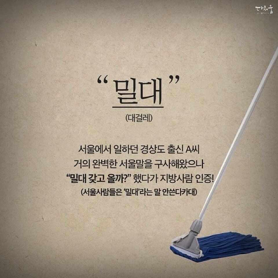 대걸레를 경상도에서 부르는 법.