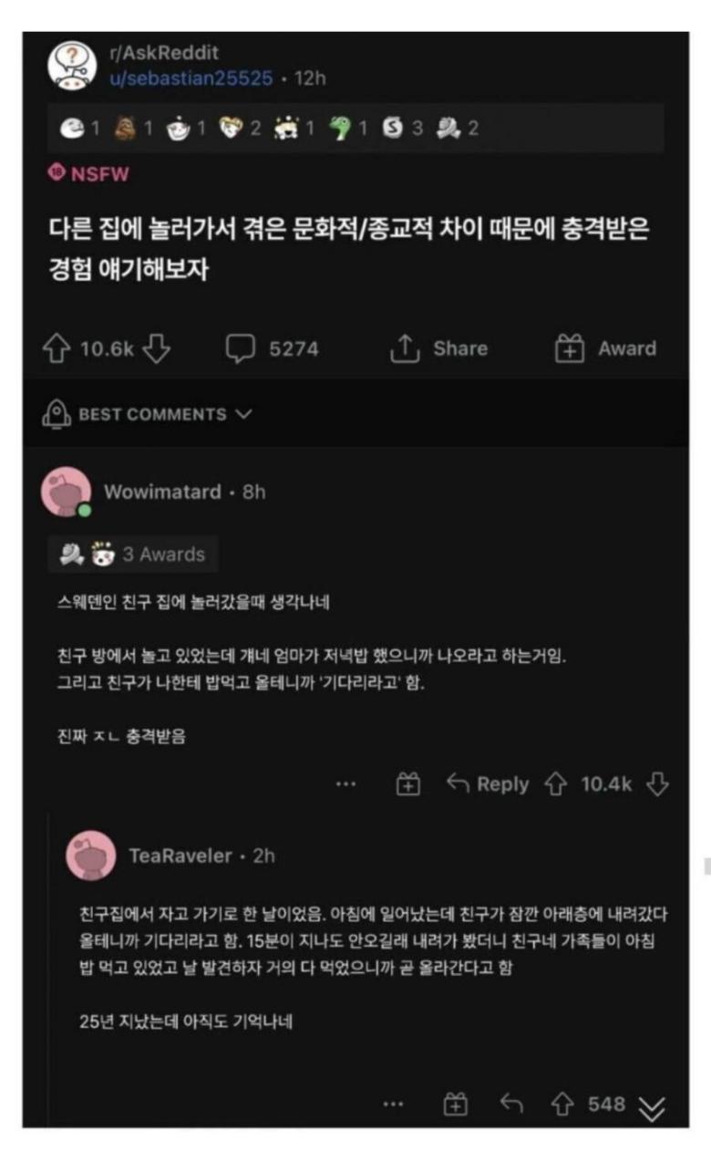 스웨덴 친구집에가서 충격받은 한국인