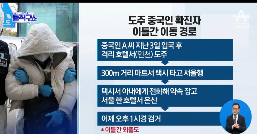 도주 후 검거된 중국인 확진자 엄벌예정