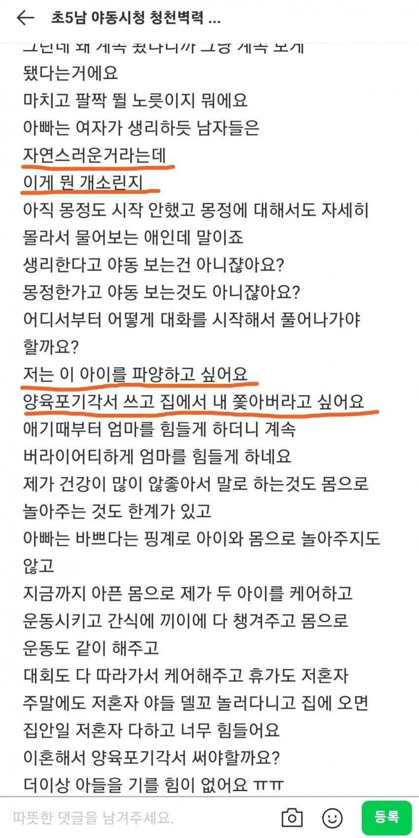 초5 아들이 만화랑 야동을 봐요 양육포기하고싶어요