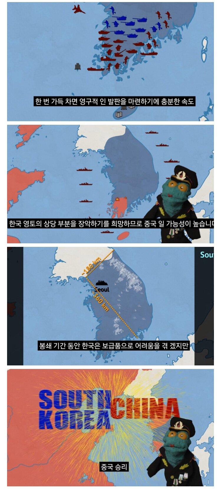 한국과 중국 단일 전쟁 시나리오