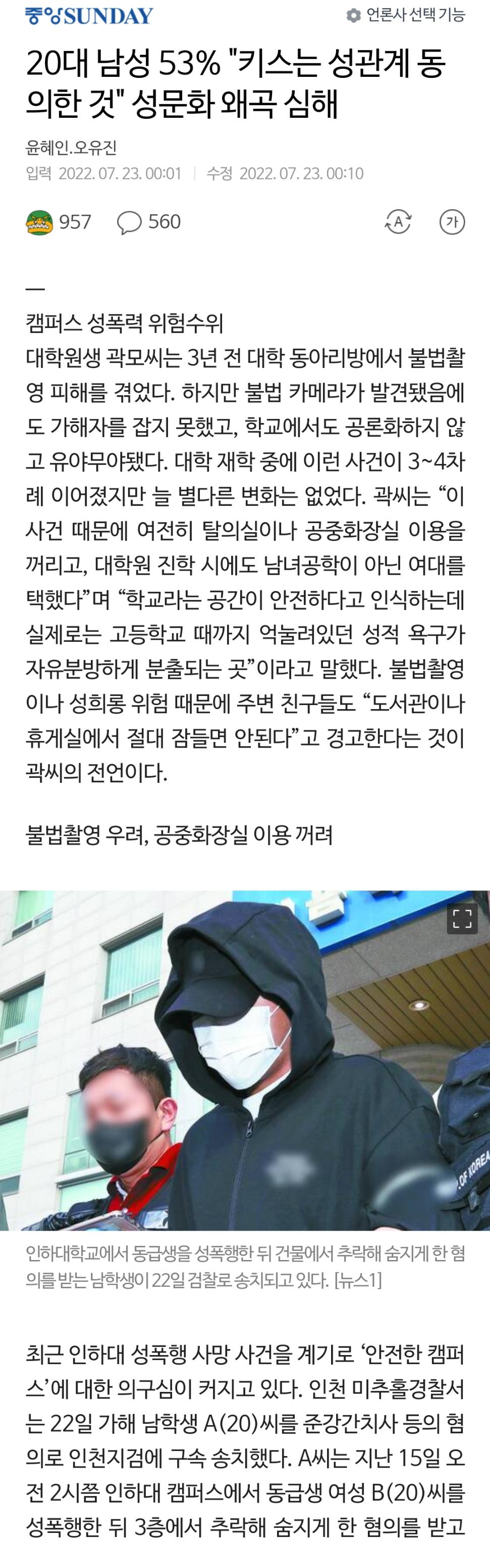 20대 남성 53% 키스는 성관계 동의한 것 성문화 왜곡 심해