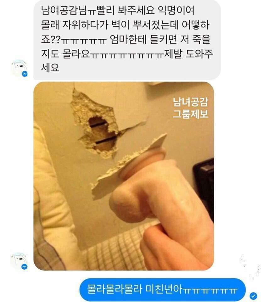 자위 하다가 벽 부신 여자