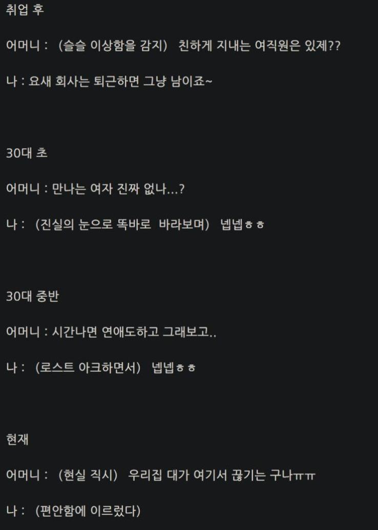 어머니의 아들 연애 참견 과정의 흐름