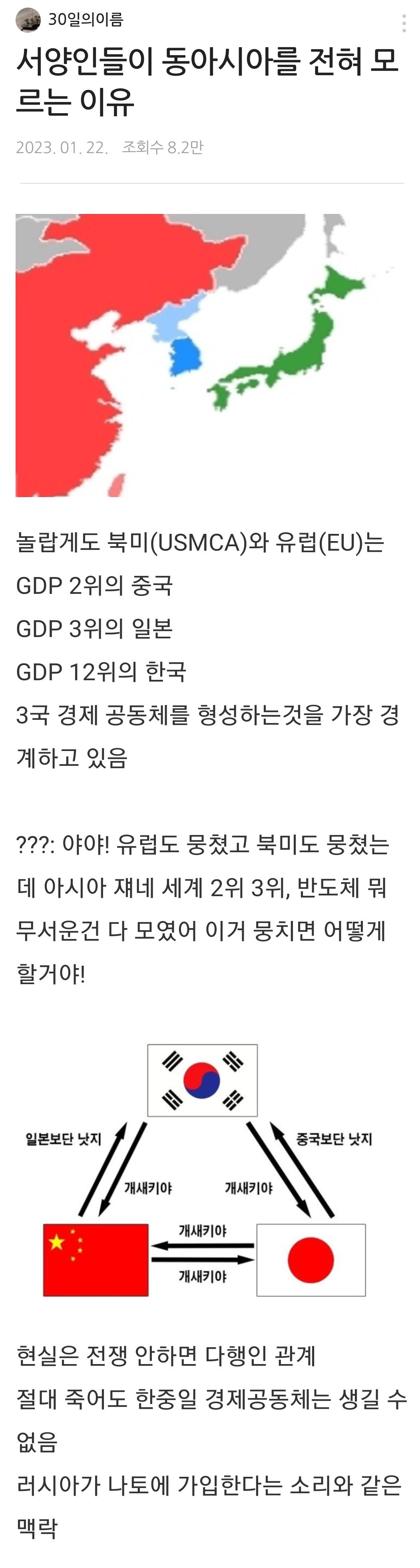 서양애들은 동북아 3국을 전혀 이해하지 못하고 있음