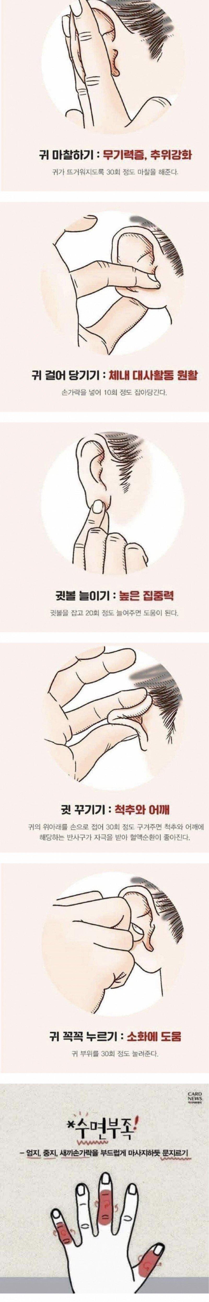 간단히 할수있는 귀 손 마사지