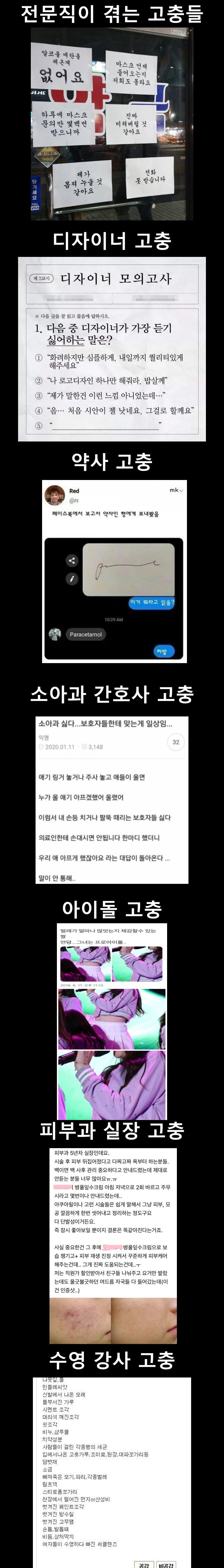 전문직들이 겪는 고충들