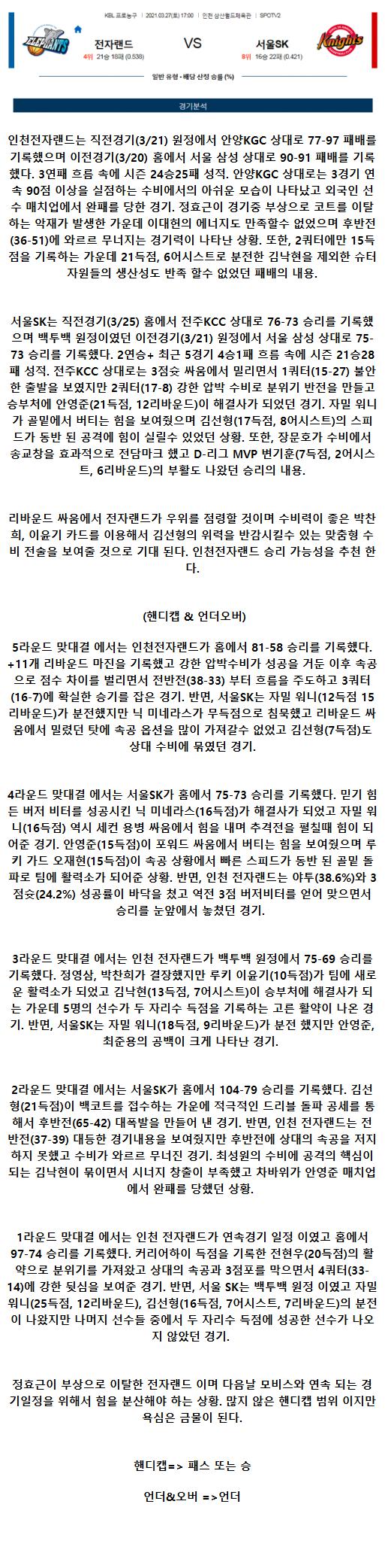 2021년3월27일 인천 전자랜드 엘리펀츠 서울 SK 나이츠 농구중계 라채티비.png