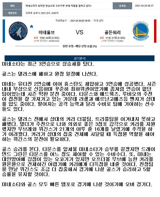 2021년4월30일 NBA 미네소타 골든스테이트 해외농구중계 라채티비.png